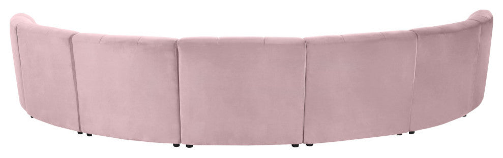 Limitless Velvet Upholstered 7-Piece Modular Sectional, Pink