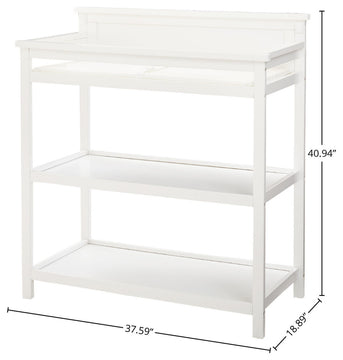 Emery 38"W Wood Changer Topper With Shelves and Changing Pad, White