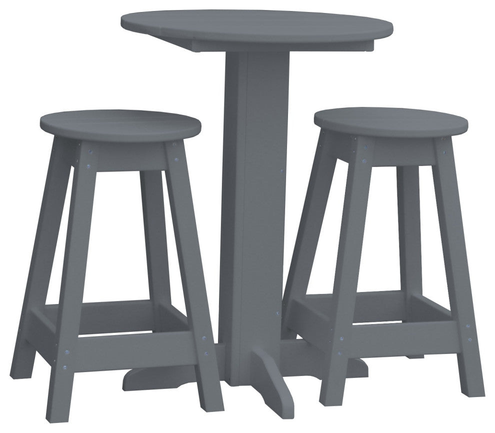 Poly Lumber Bistro Set, Dark Grey, Round