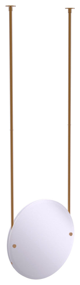 Frameless Round Ceiling Hung Mirror with Beveled Edge, Brushed Bronze