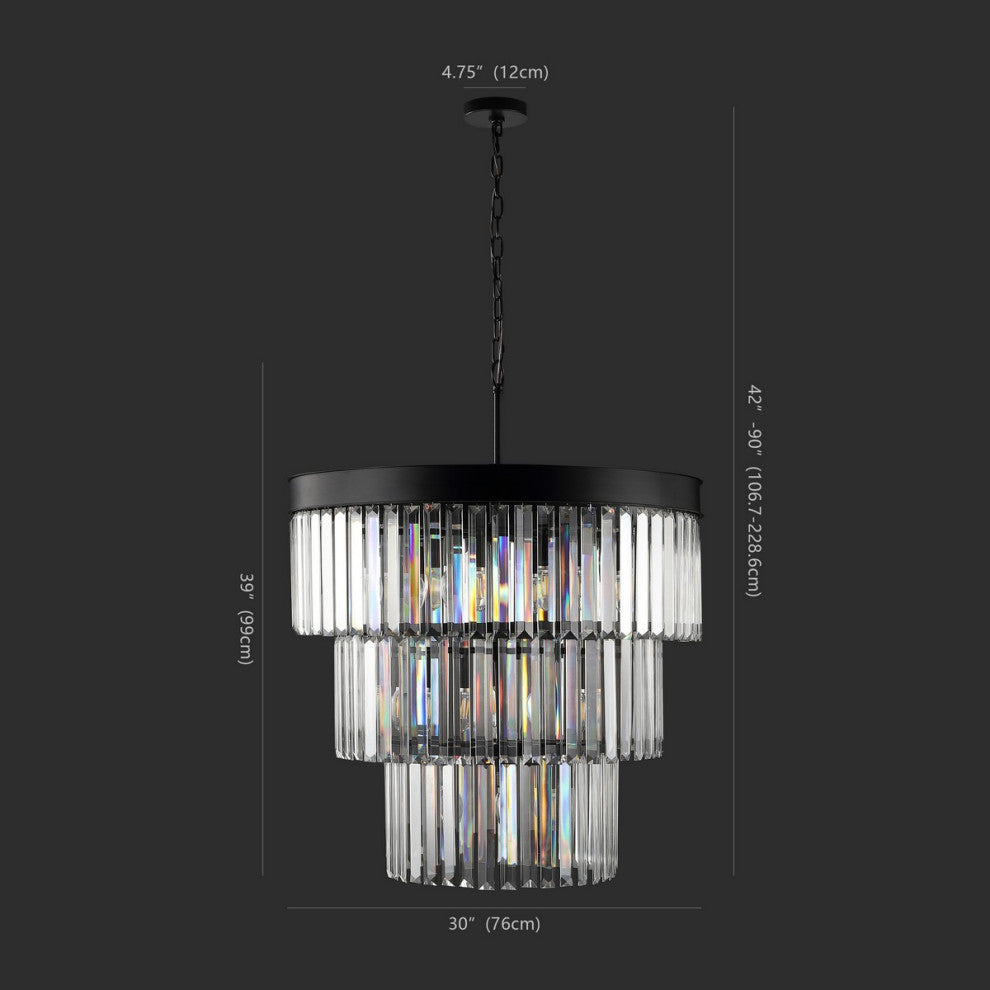Safavieh Couture Coulette 3 Tier Crystal Chandelier Black