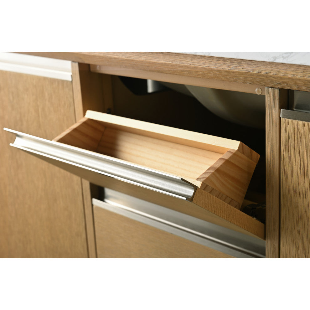 Vanity Art Bathroom Vanity With Sink, Natural Oak, 72" Double