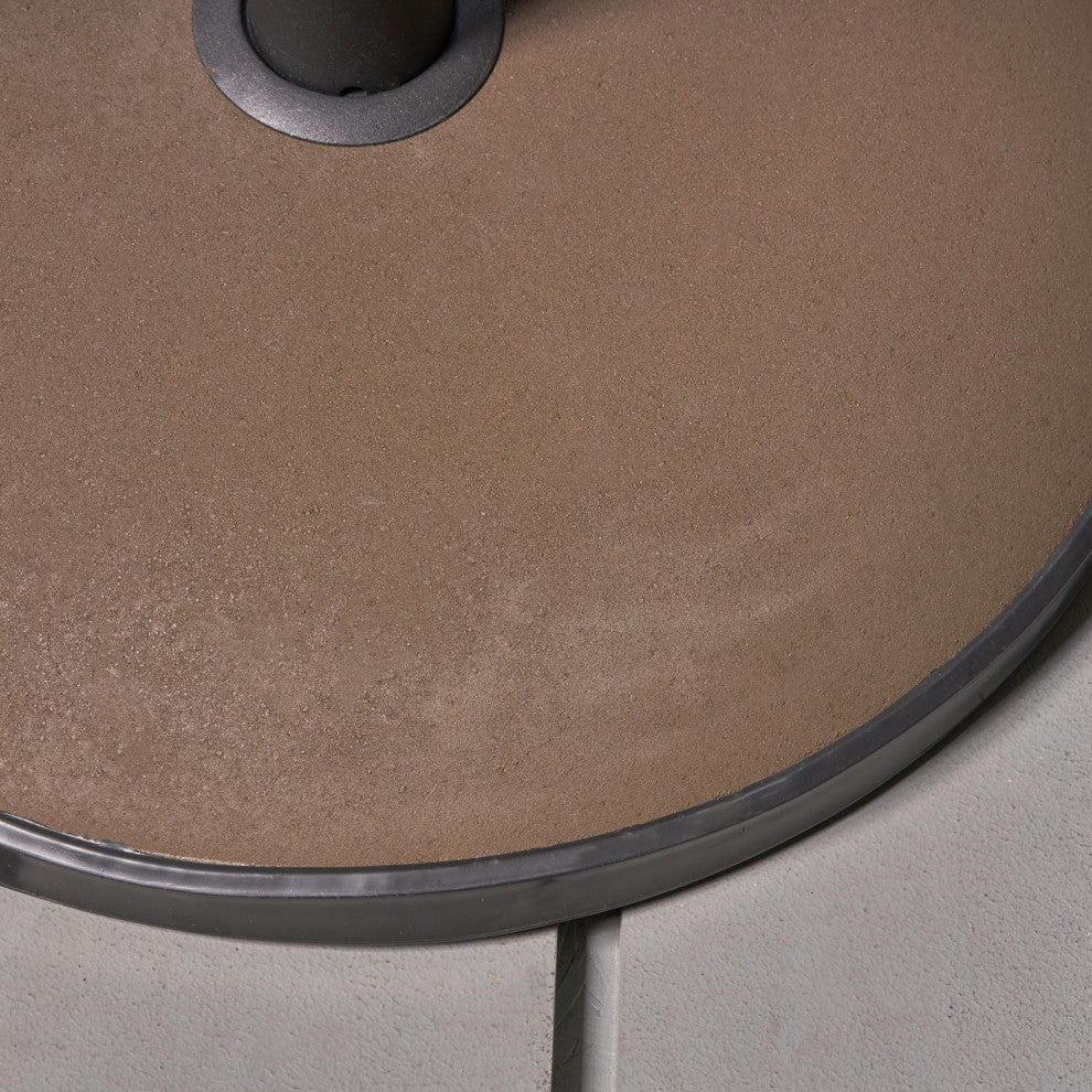 GDF Studio Tulare Outdoor 55 lbs Circular Concrete Umbrella Base, Brown