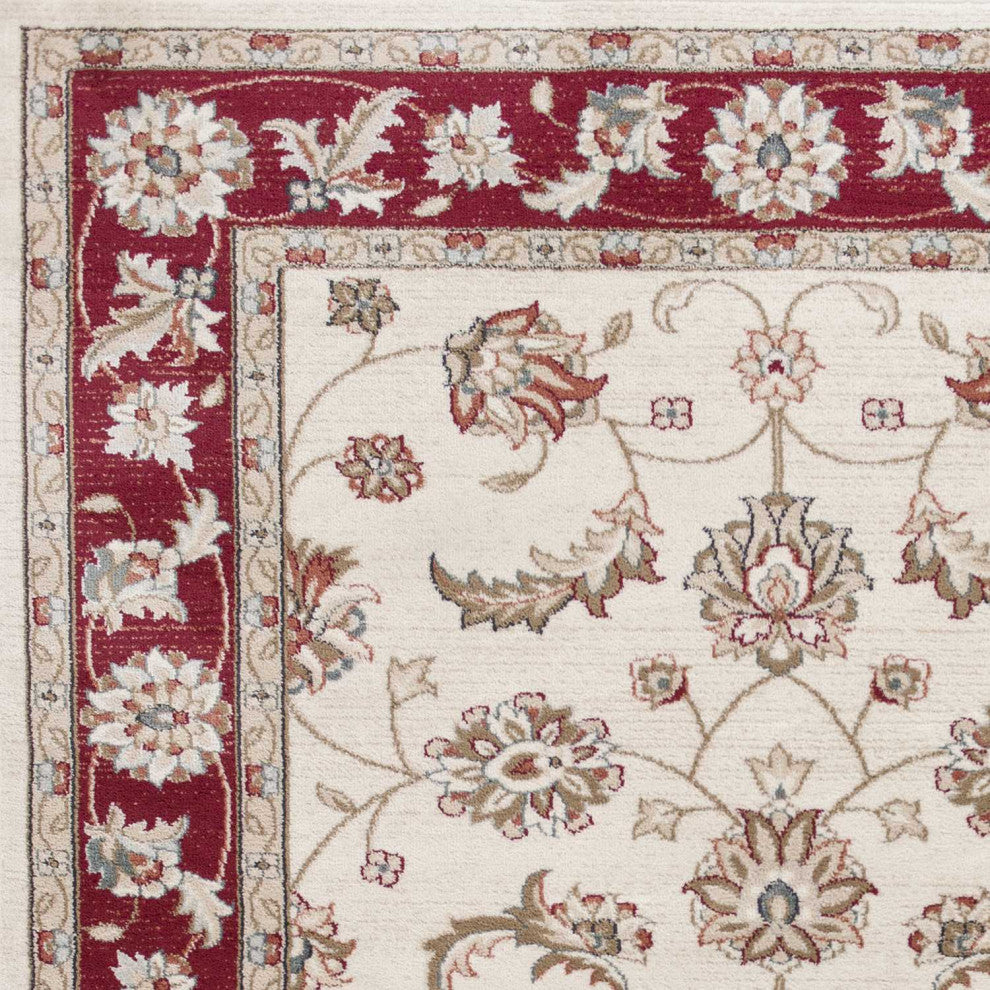 HomeRoots 9' x 12' Polypropylene Ivory or Red Area Rug