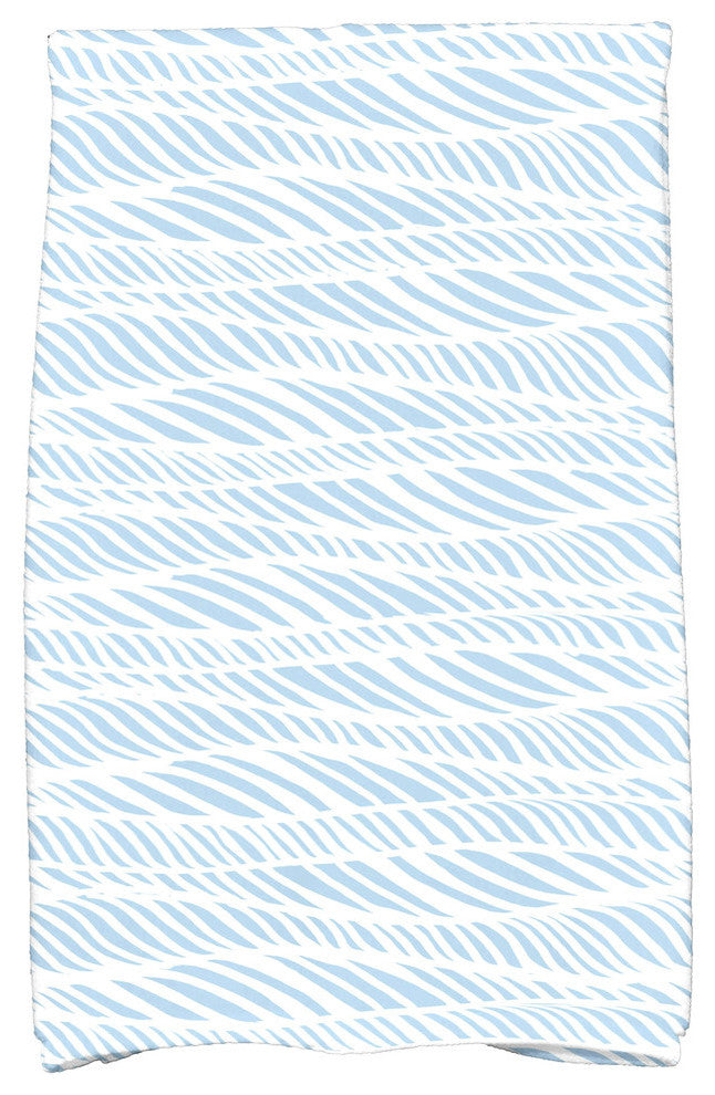 Rolling Waves, Geometric Print Kitchen Towel, Light Blue