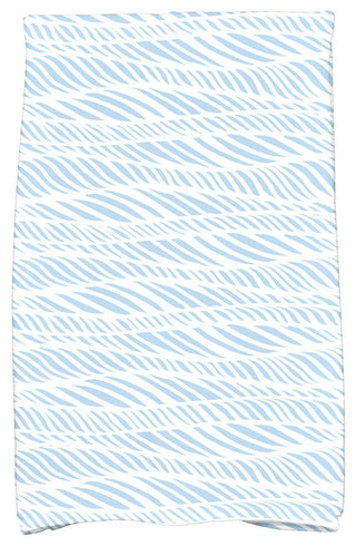 Rolling Waves, Geometric Print Kitchen Towel, Light Blue