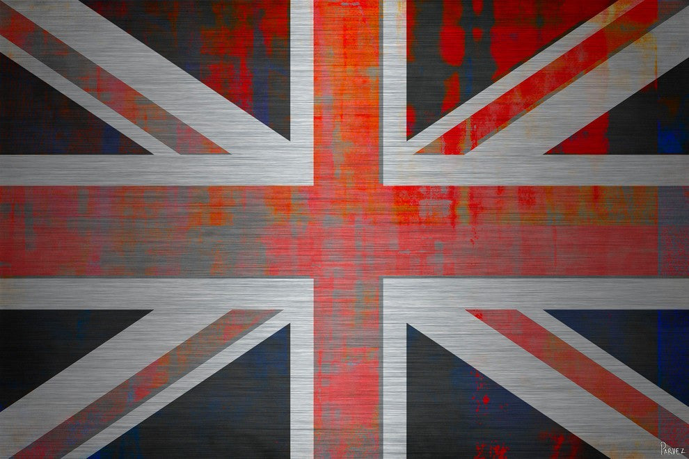 "Union Jack" Print on Brushed Aluminum, 36"x24"