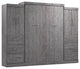 Atlin Designs 115" Wood Queen Wall Bed Kit Set with 6 Drawers in Bark Gray