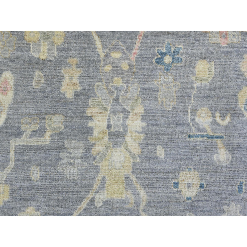 Stone Gray Hand Knotted Afghan Angora Oushak Soft Wool Oriental Rug, 8'2"x9'10"