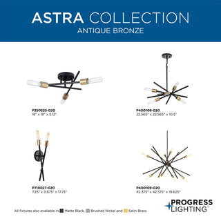 Astra Collection Three-Light 18" Antique Bronze Modern Semi-Flush Mount Light