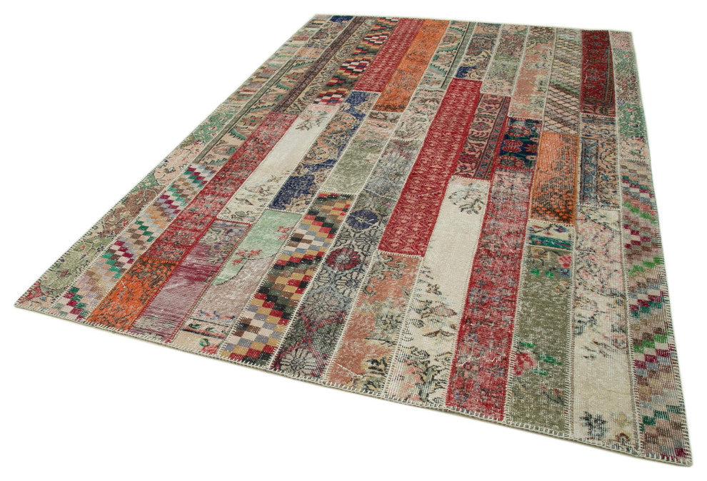 Rug N Carpet - Hand-Knotted Oriental 6' 8" x 10' 0" Overdyed Patchwork Area Rug