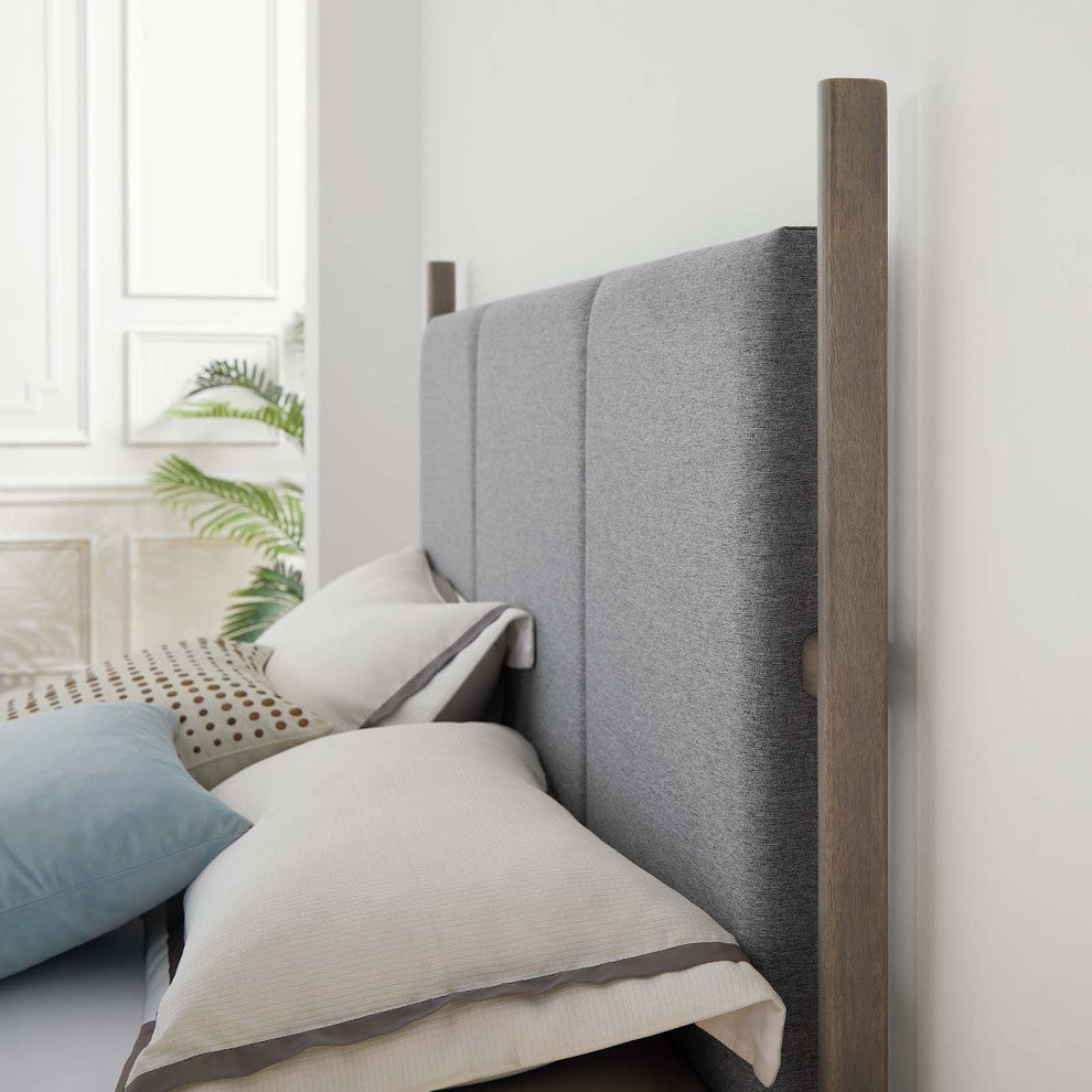 Platform Bed Frame, Queen Size, Gray Oak, Wood, Modern, Mid Century Guest