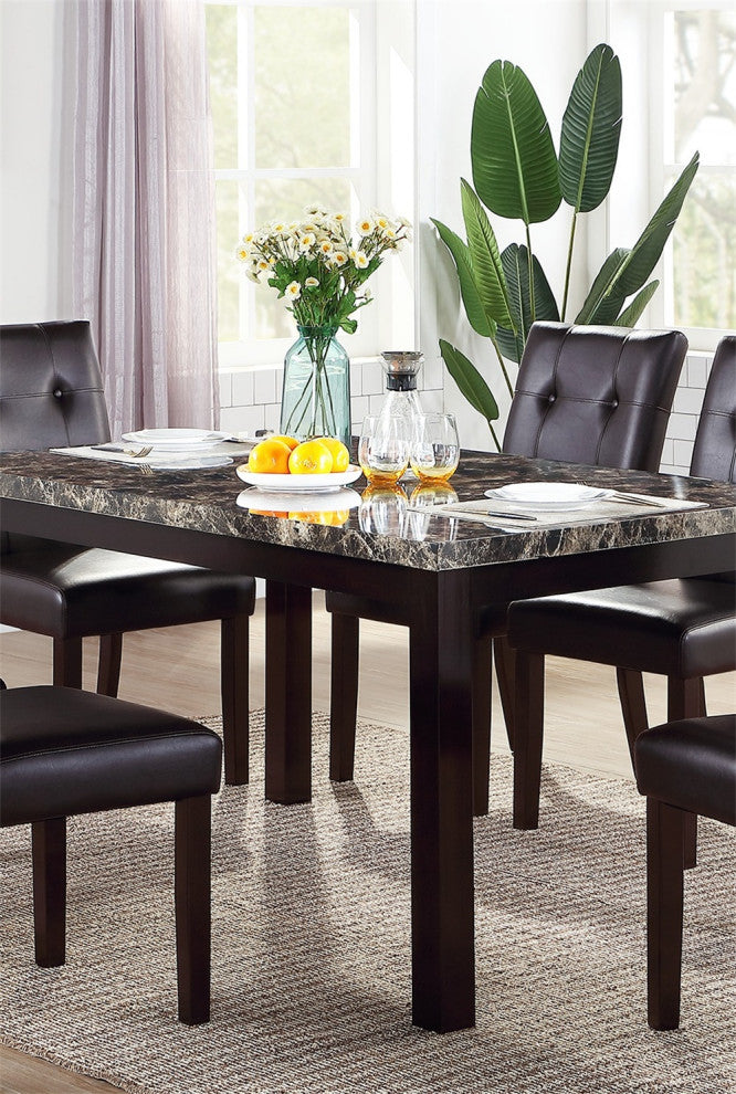 Faux Marble Top Dining Table, Brown