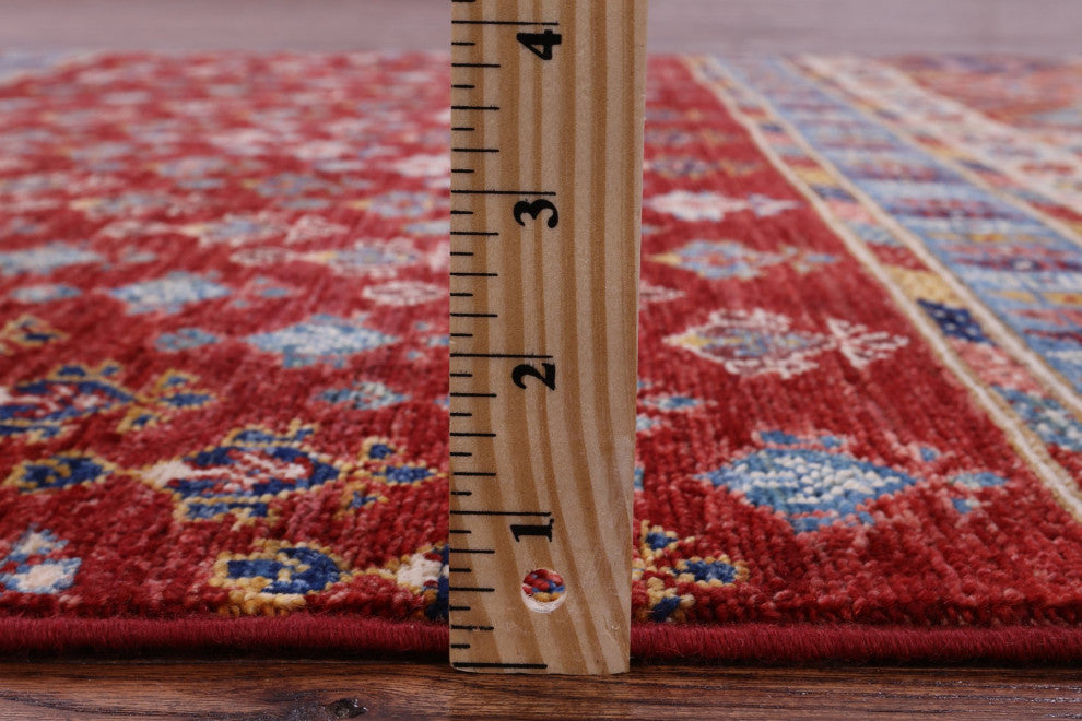 4' 1" X 5' 10" Hand-Knotted Super Kazak Khorjin Wool Rug Q10778