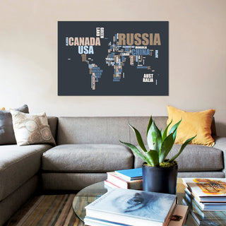 "World Map in Words" by Michael Tompsett, Canvas Print, 18x12"
