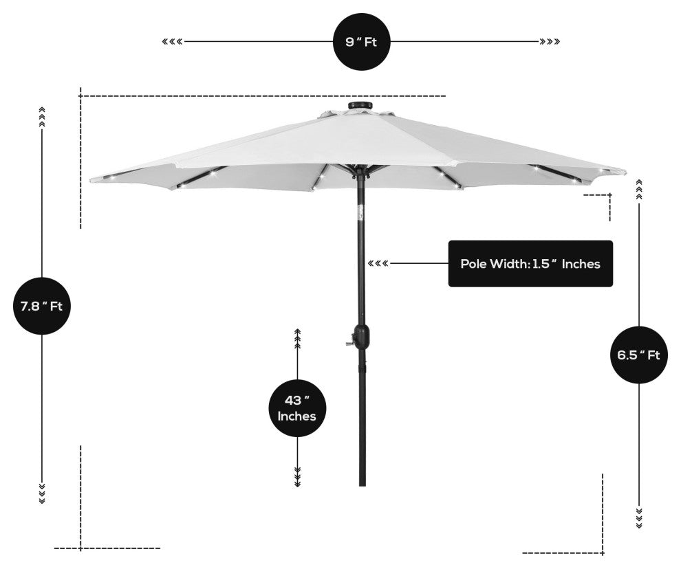 WestinTrends 9Ft Outdoor Patio Solar Powered LED Light Market Table Umbrella, Royal Blue