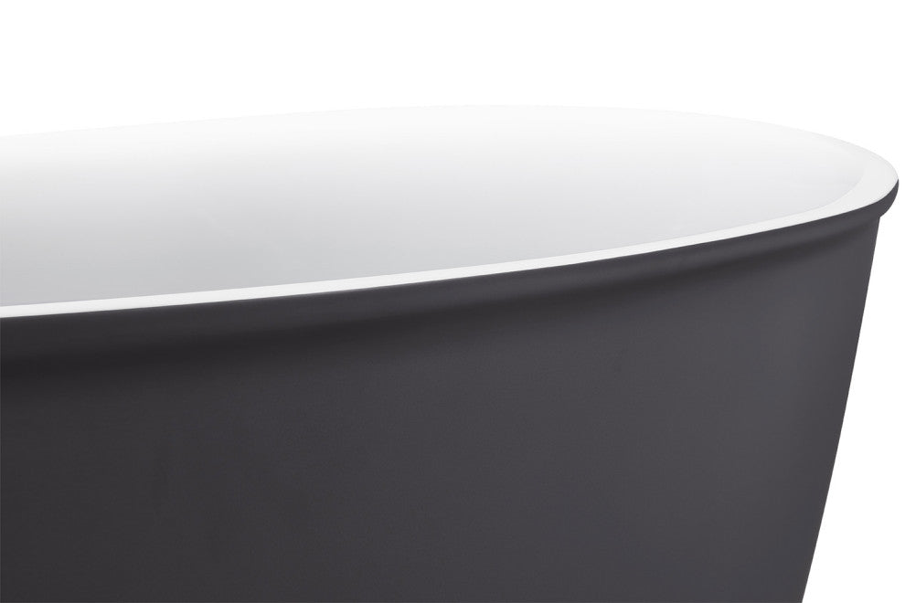 59" glossy Acrylic Flatbottom Oval Freestanding Non-Whirlpool Soaking Bath