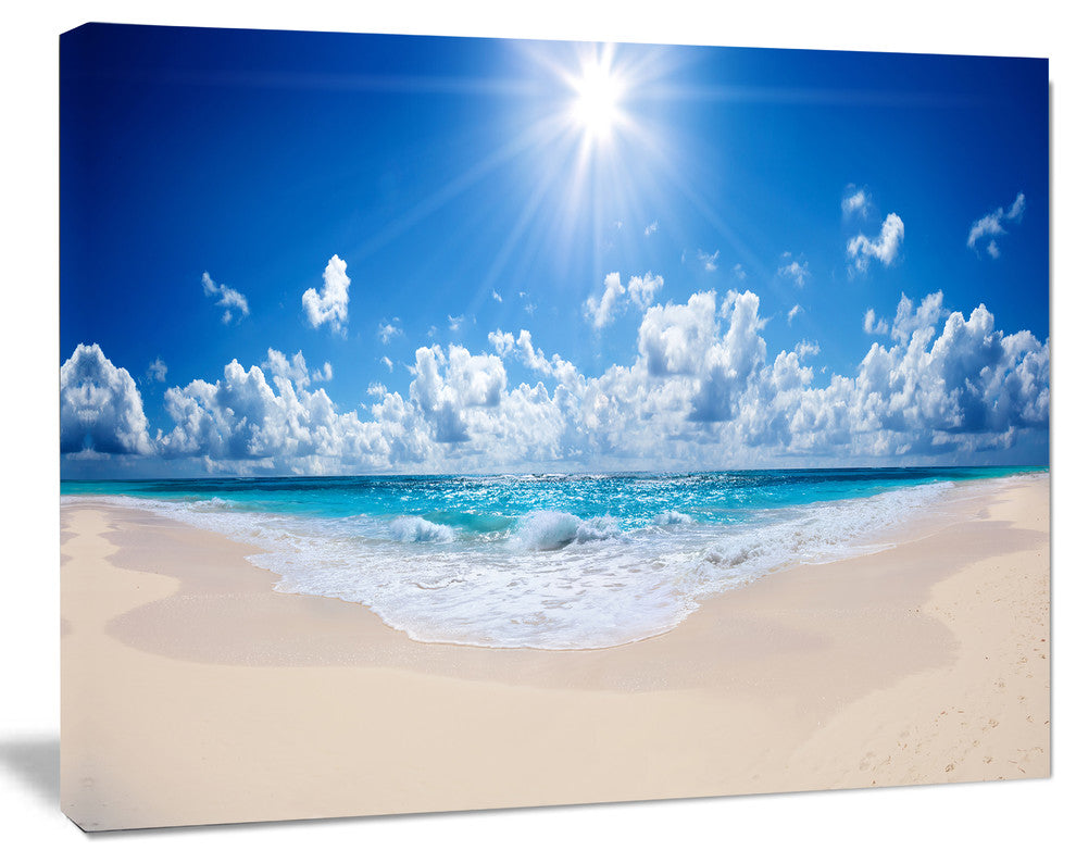 Beautiful Tropical Beach Panorama, Modern Seashore Canvas Art, 40"x30"