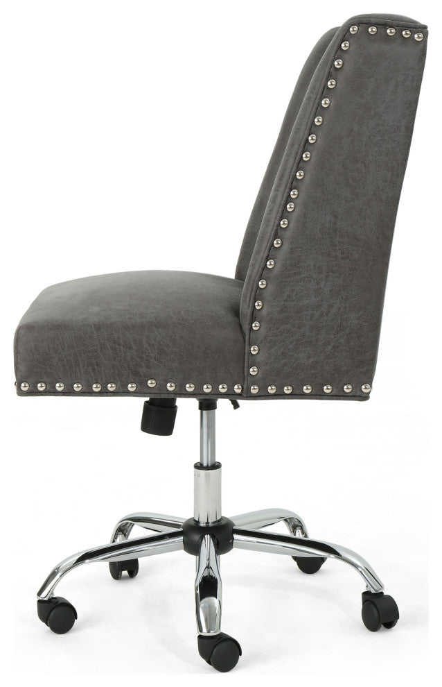 GDF Studio Quentin Contemporary Fabric Swivel Office Chair, Slate/Chrome
