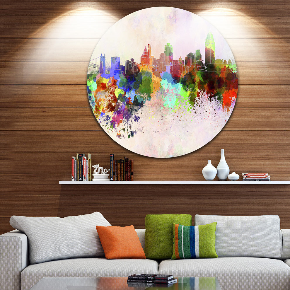 Cincinnati Skyline, Cityscape Round Wall Art, 23"