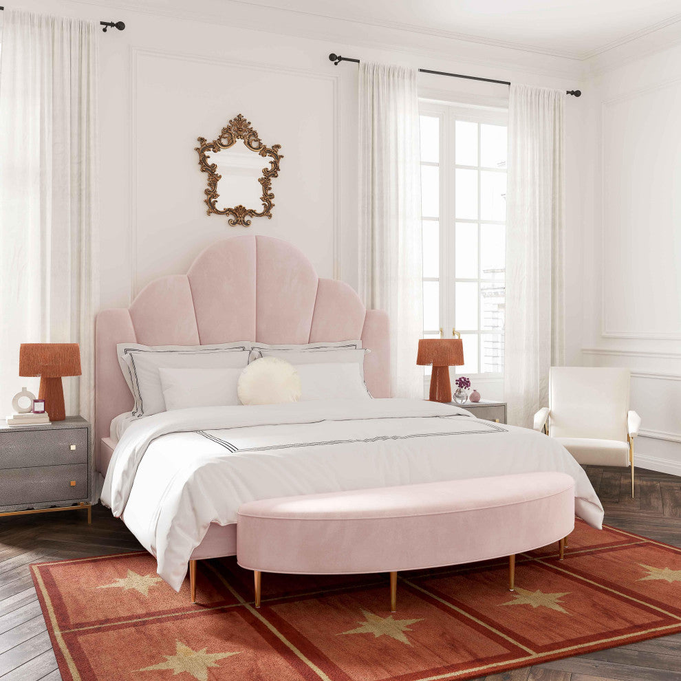 TOV Furniture Bianca Blush Velvet Bed in Queen