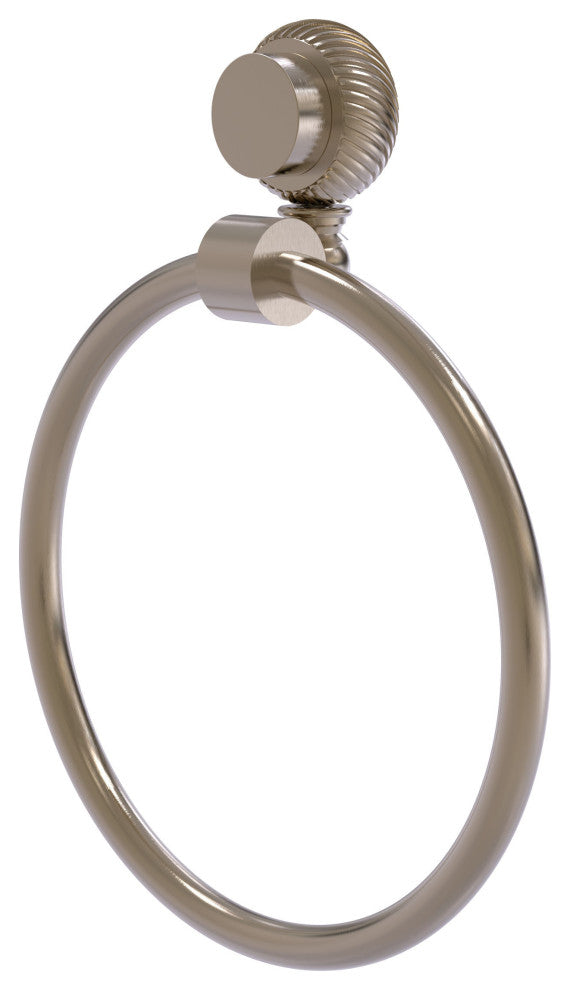 Venus Towel Ring With Twist Accent, Antique Pewter