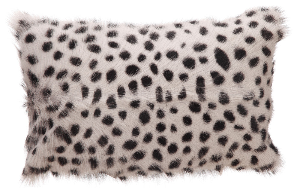 Contemporary Goat Fur Bolster Spotted Light Grey - Grey
