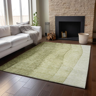 Premium Machine Washable Mayfield AMF690 Olive 3' x 5' Rug
