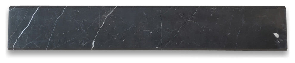 Nero Marquina Black Marble 6x36 Saddle Threshold Beveled Tile Honed, 1 piece