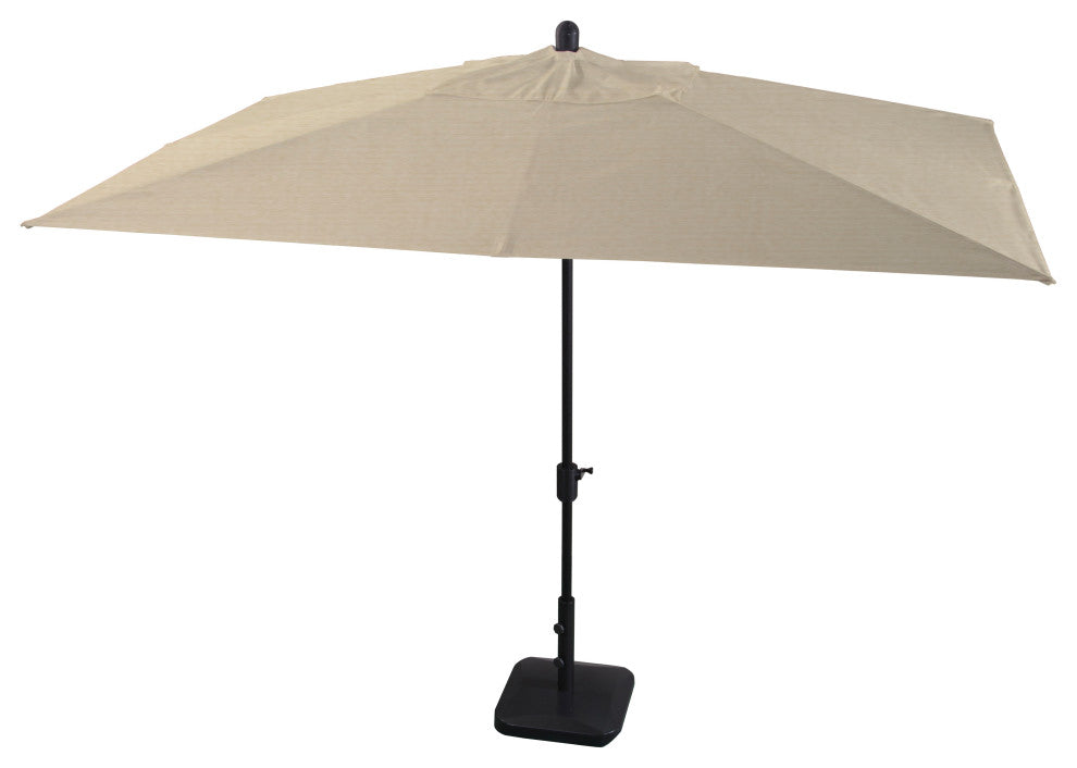 10'x6.5' Rectangular Auto Tilt Market Umbrella, Grey Frame, Sunbrella, Antique B