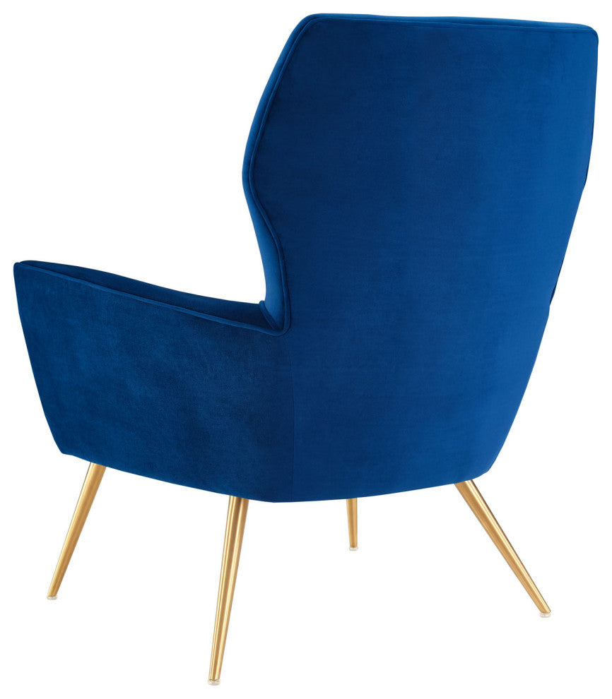 Armchair Accent Tufted Chair, Blue Navy, Velvet, Modern, Mid Century Lounge