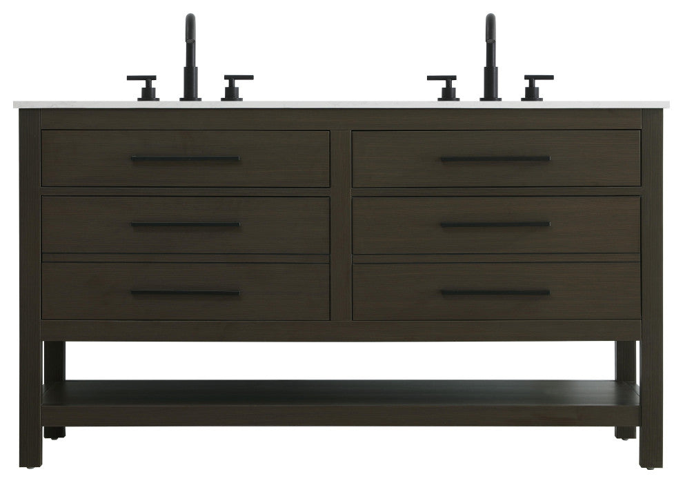 Home Living 60" Double Bathroom Vanity, Mocha Brown
