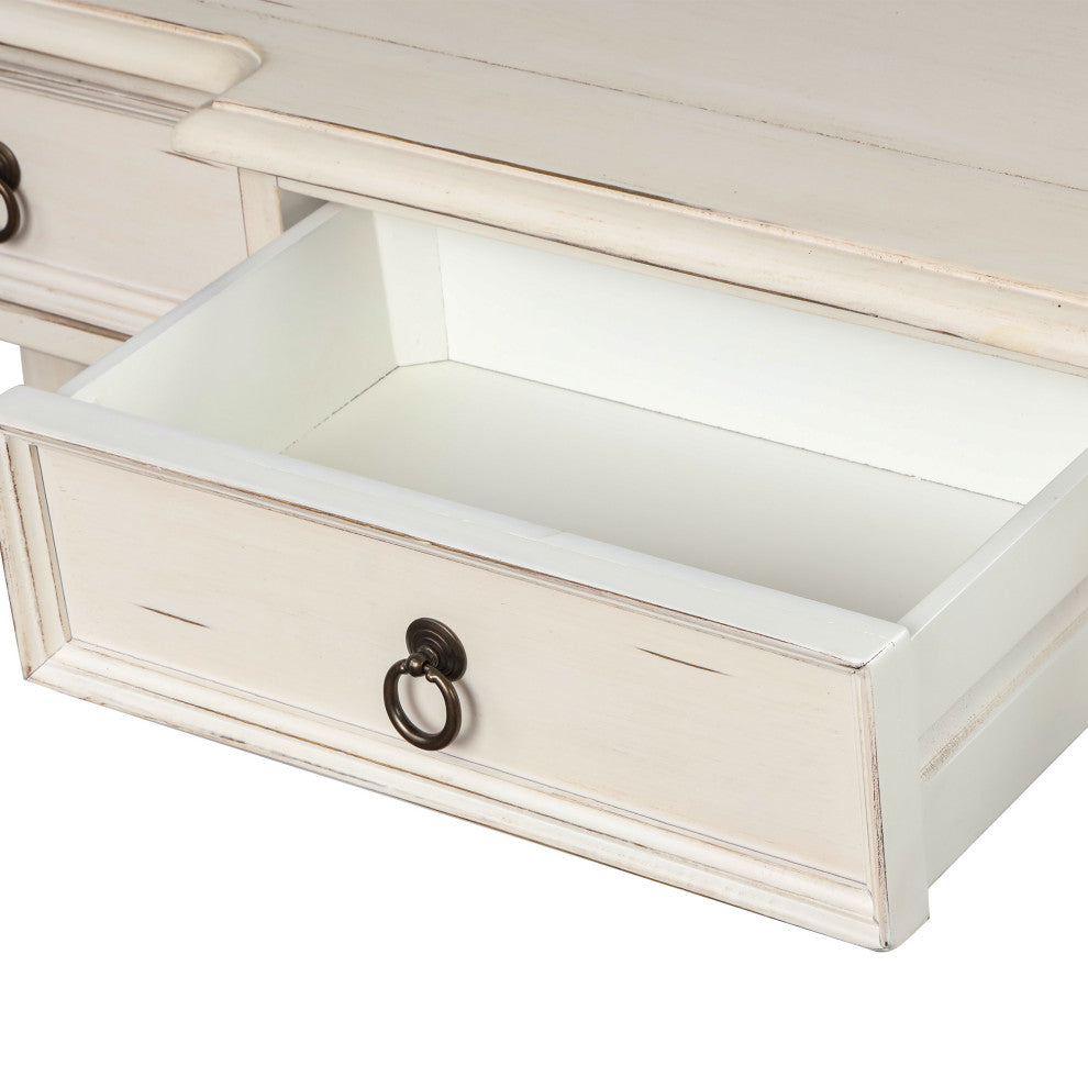 TATEUS 51inch Rustic Chic Console Table With Drawers for Living Room, Antique White