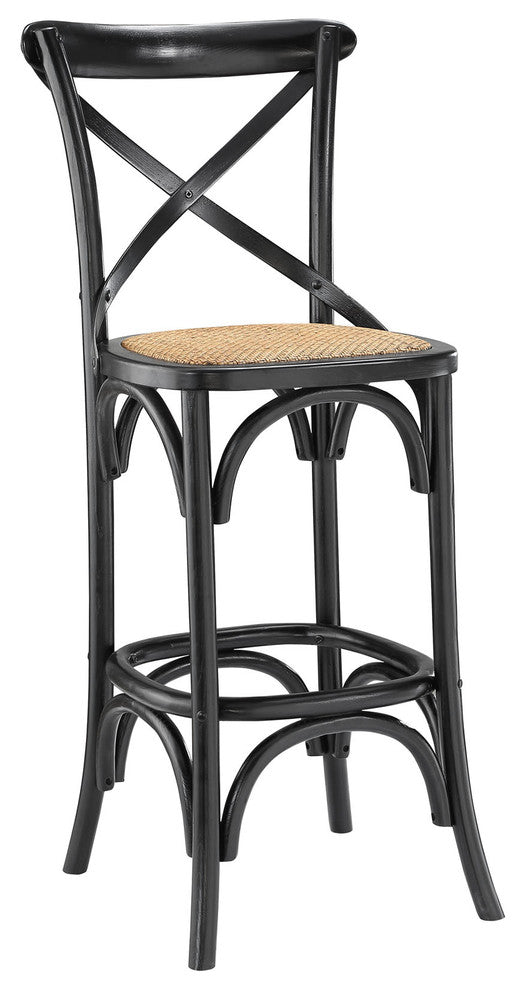 Modern Urban Contemporary Bar Stool, Black Wood