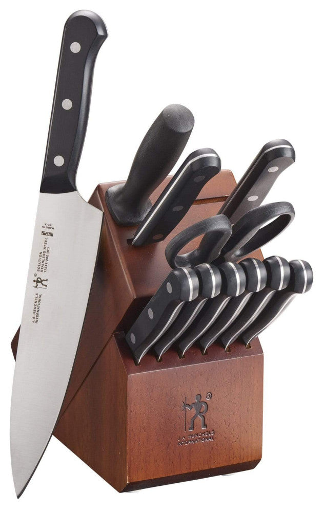 John Boos Oak Classic Country Table 48x30 and Henckels Knife Set, Basil, Two Shelves, No Drawer, No Casters