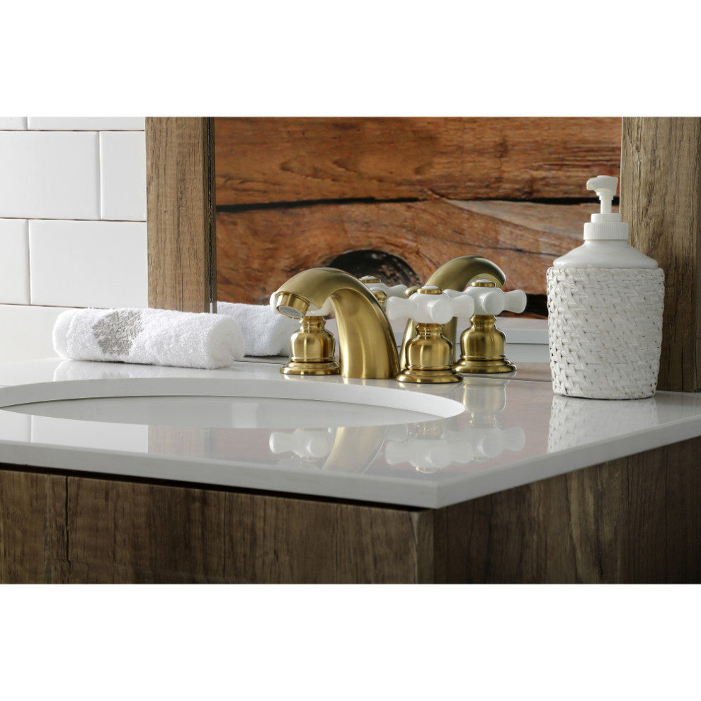Kingston Brass Victorian Widespread Bathroom Faucet, Brushed Brass