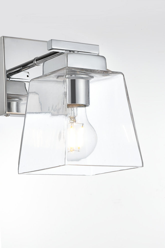 1 Light Chrome And Clear Bath Sconce