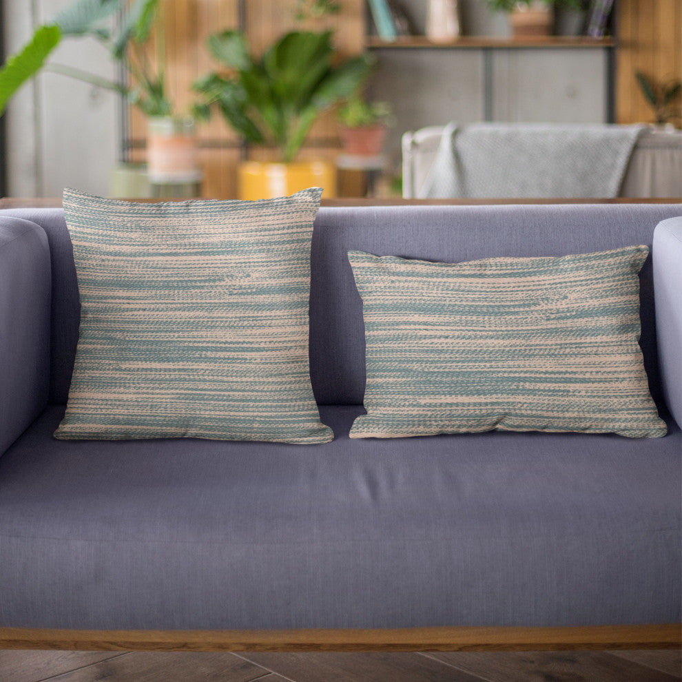 Plutus Blue Shower Stripe Luxury Throw Pillow, 22"x22"
