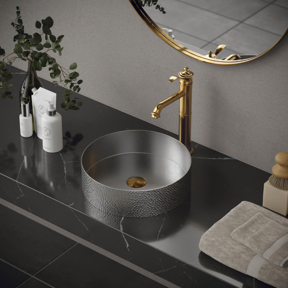 Karran 1-Handle 1-Hole Vessel Faucet With Pop-up Drain, Gold