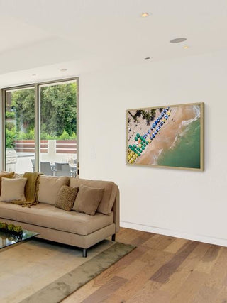 "Beach Umbrellas" Framed Painting Print, 36"x24"