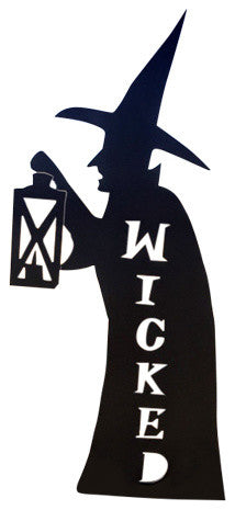 Witch Silhouette Wicked Yard Decoration Engraved Wood Sign