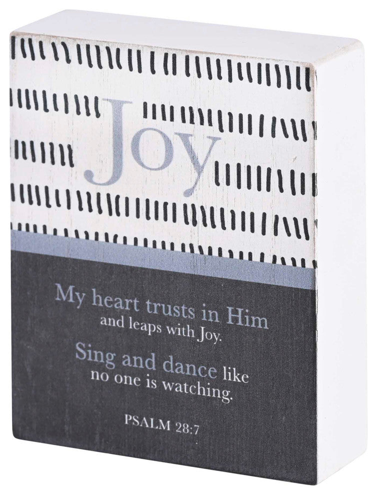 Tabletop Plaque Joy Psalm 28:7 White 3x4