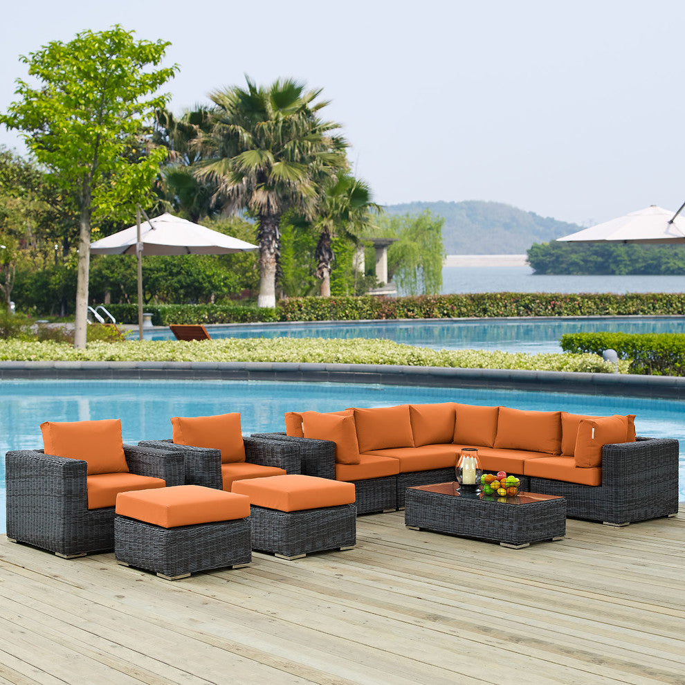 Summon 10-Piece Outdoor Patio Sunbrella Sectional Set