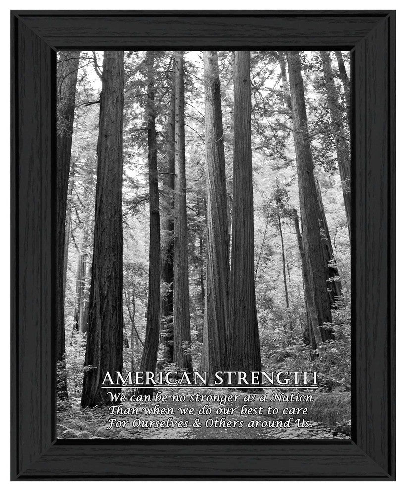 "American Strength" By Trendy Decor4U, Printed Wall Art, Black Frame