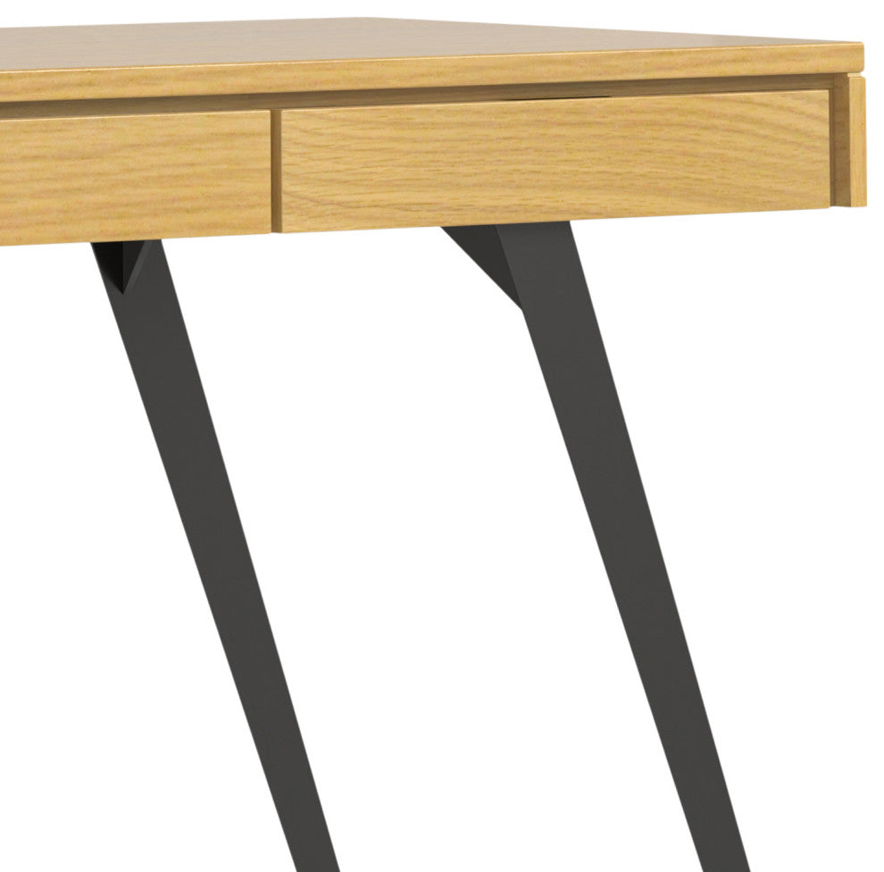 Lowry Solid Acacia Wood Large Desk, Oak
