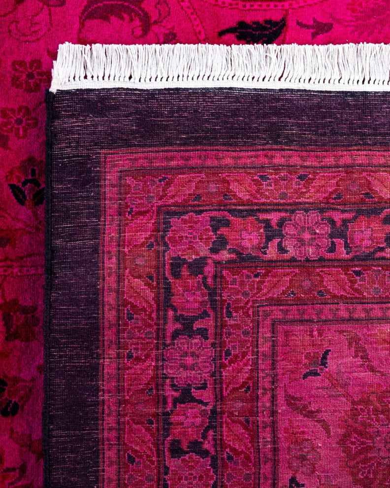 Overdyed, One-of-a-Kind Hand-Knotted Area Rug Pink, 12'1"x18'0"