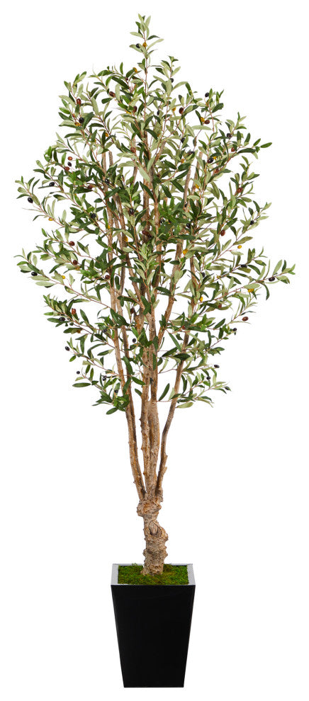 6.5' Olive Artificial Tree, Black Metal Planter