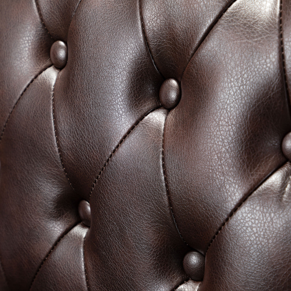 Executive Swivel Office Task Chair With Tufted Back, Brown