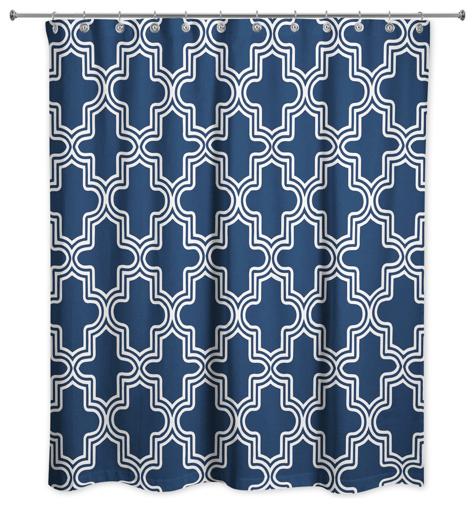 Moroccan Tile Shower Curtain, Blue
