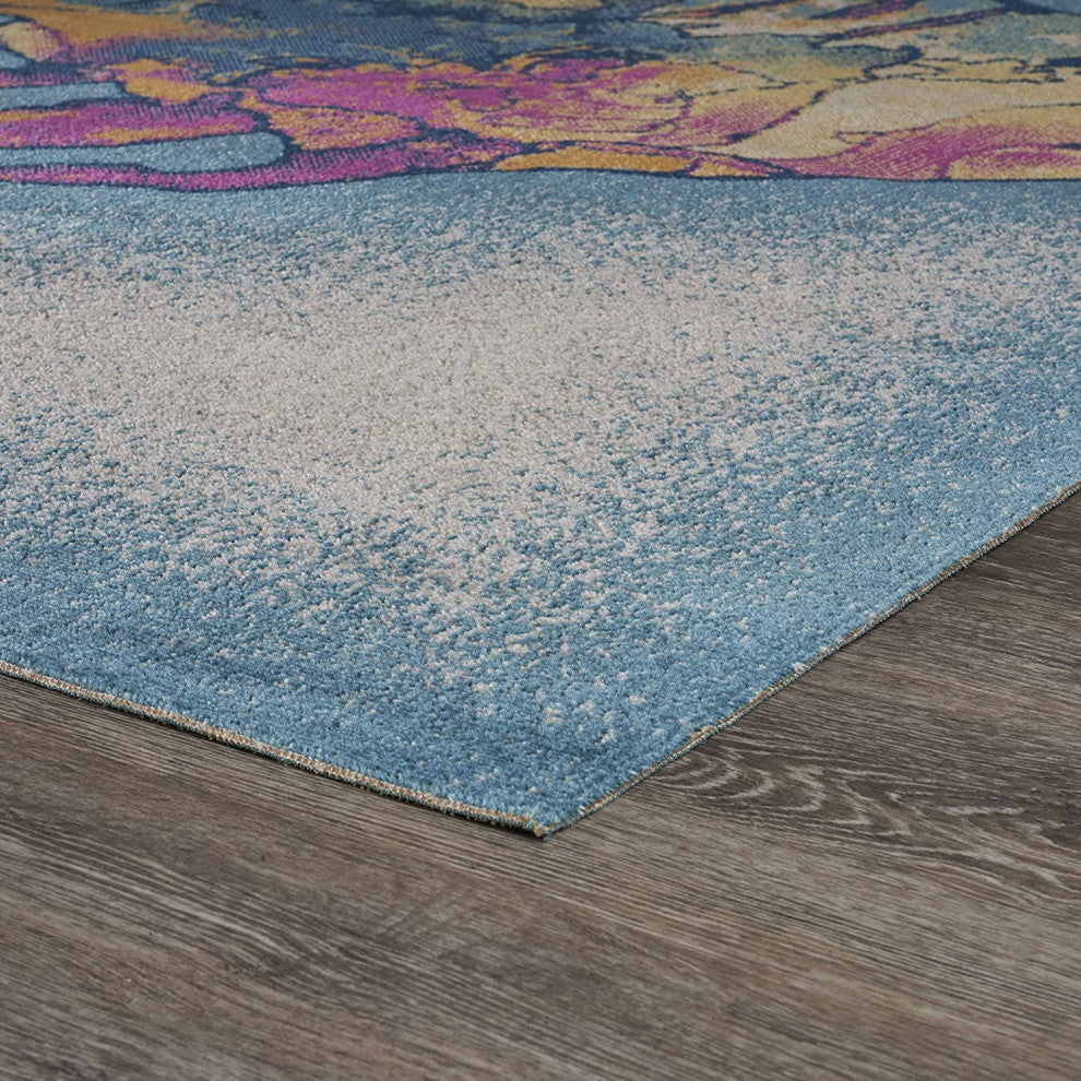 5" x 8" Blue Coral Fish Indoor Outdoor Scatter Rug